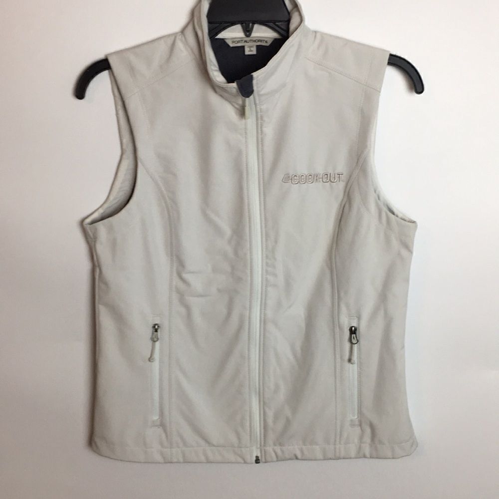 COOK OUT Port Authority light grayish cream vest Ladies Size Large